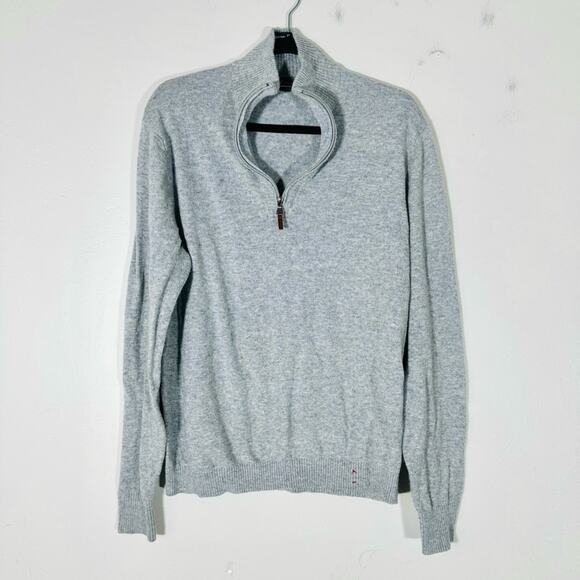Five Four gray Long Sleeve V-Neck Sweater quarter zip woman’s large - Picture 1 of 10